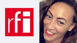 Logo RFI et portrait de Juliette Fiévet