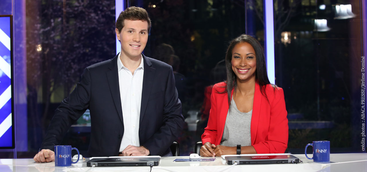 Fanny Wegscheider et Tanguy de Lanlay sur le plateau de Bonsoir Paris - crédits photos : ABACA PRESSE/Jérôme Dominé