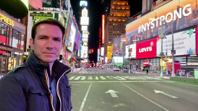 Cédric Faîche à Times square désert pendant l’épidémie de Covid19 - telesphere.fr