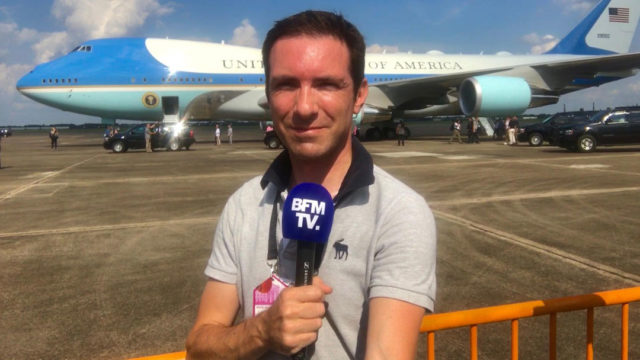 Cédric Faîche devant Air Force One après l’ouragan Harvey en 2017 - telesphere.fr