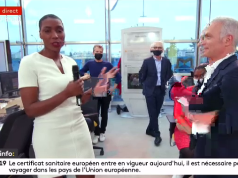 Johanna Ghiglia et Samuel Etienne sur le plateau de franinfo: