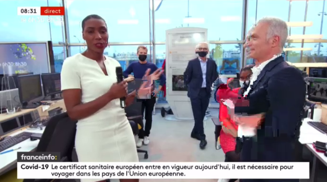 Johanna Ghiglia et Samuel Etienne sur le plateau de franinfo: